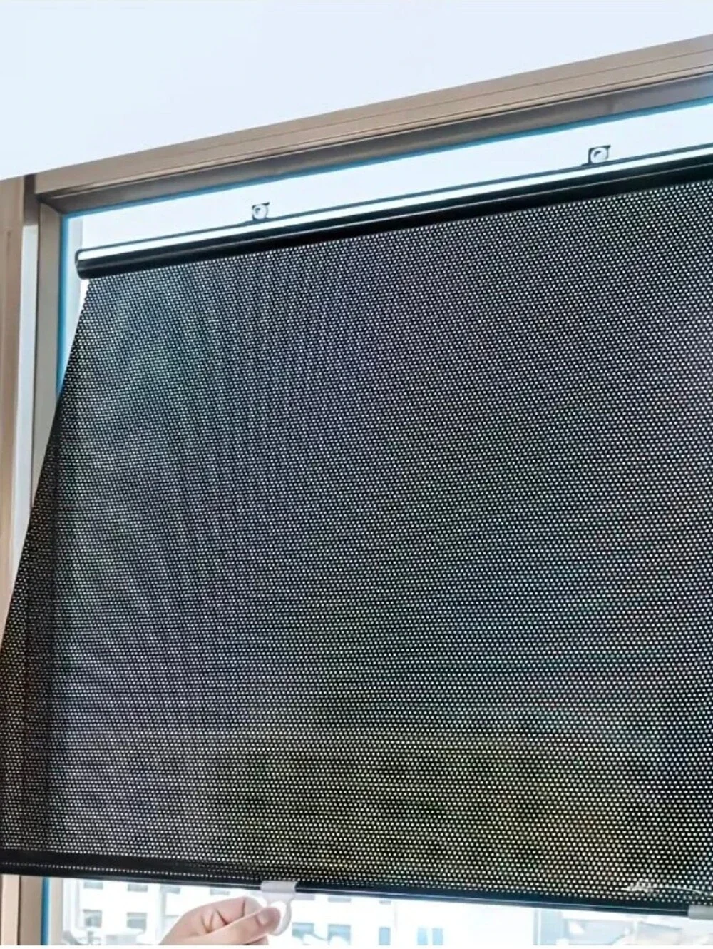 Retractable Suction Cup Window Roller Blinds,Black NWT